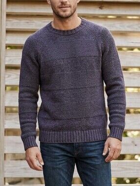 Timberland Sweater Mens M Cotton Gray Chunky Heather Pullover Log Cabin Grandpa